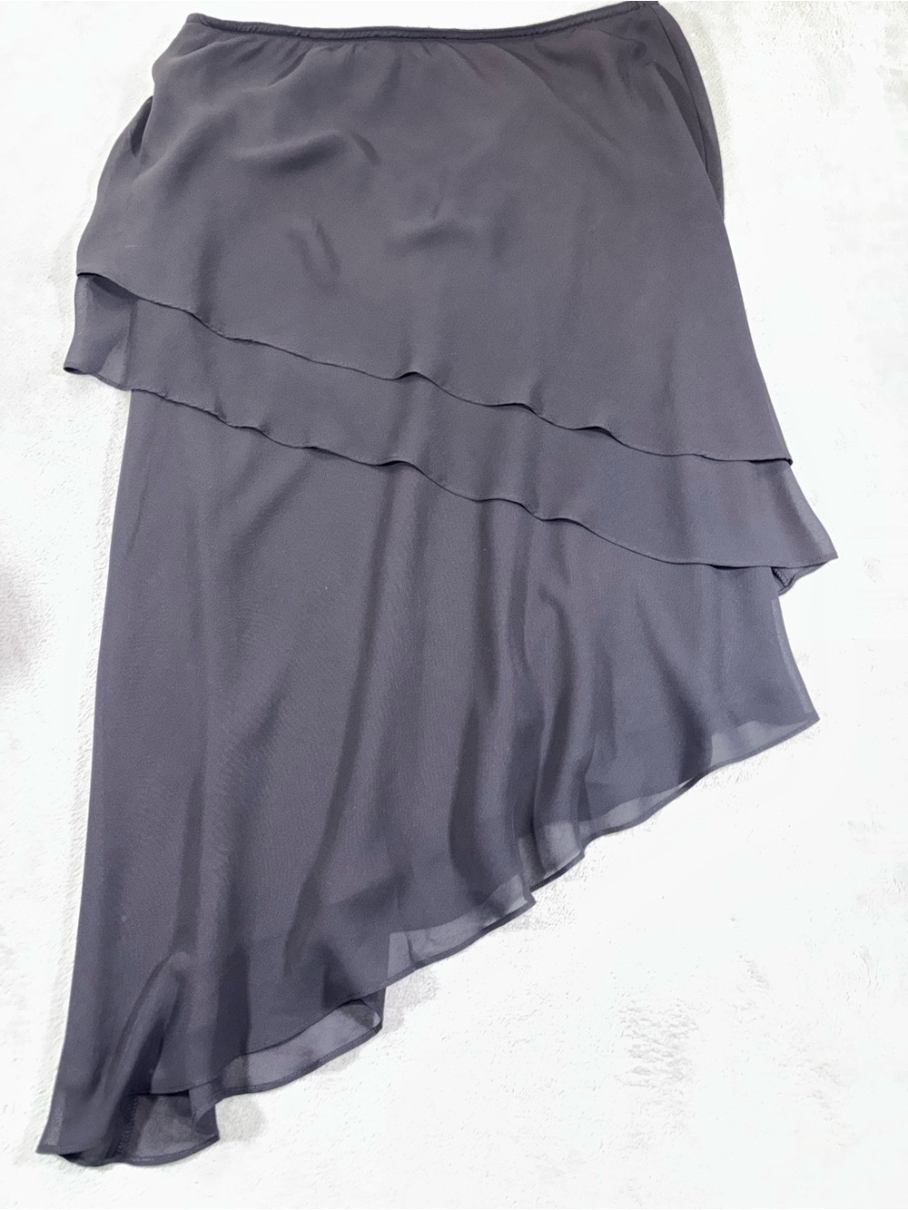 Lori Ann Montreal Grey Tiered Asymmetric Chiffon Skirt Size 12